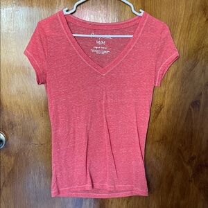 Aeropostale Pink V-Neck Short Sleeve Tee